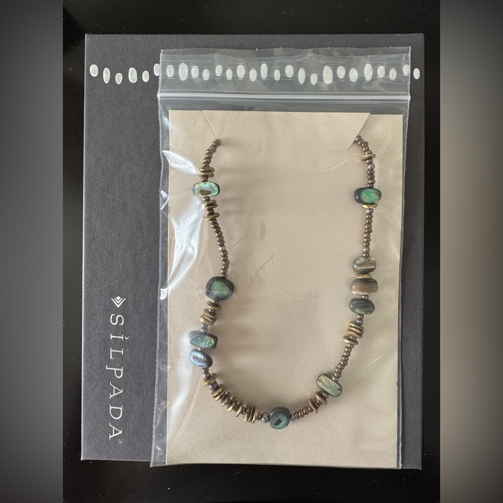 Silpada Abalone and Brown Beaded Necklace N1729